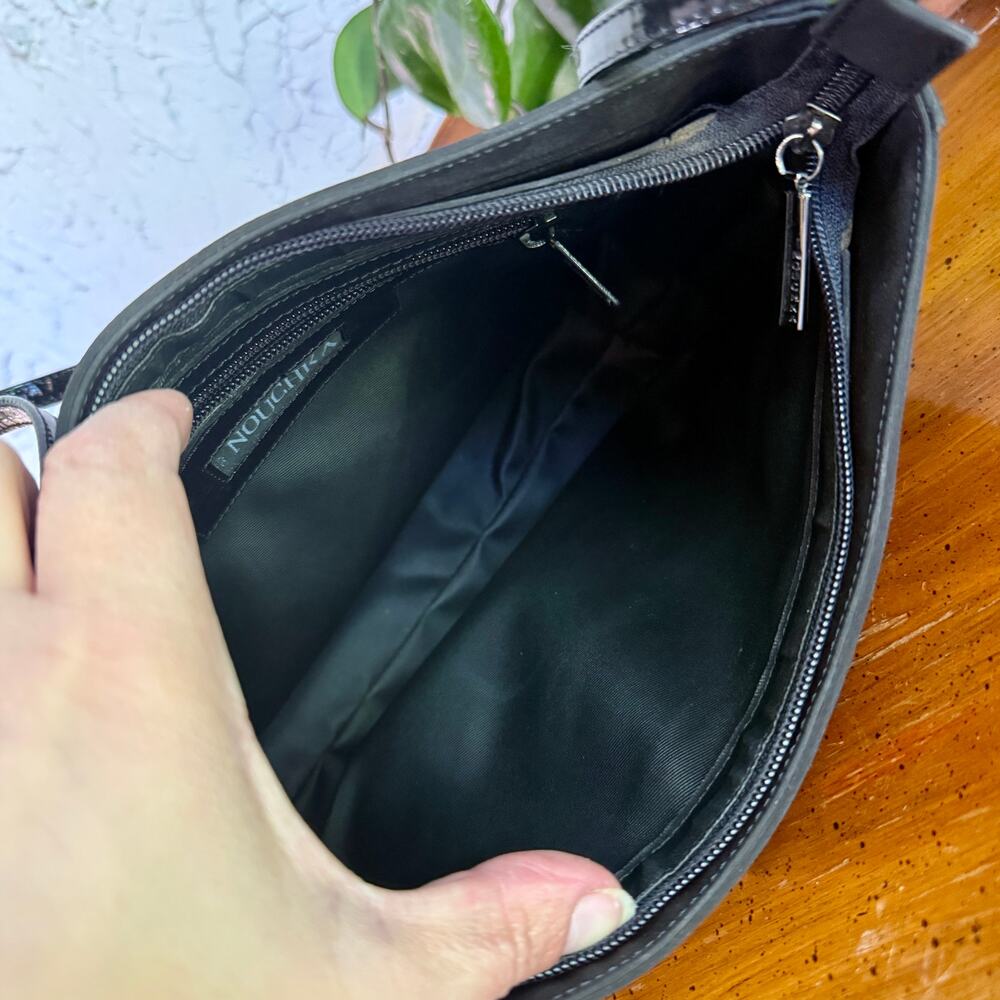Vintage Nouchka Black Nylon Shoulder Bag Y2K Minimalist Baguette Zip Purse 90s - Picture 7 of 10